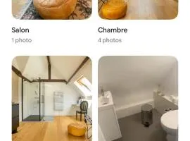 belle chambre moderne , avec douche équippement complet