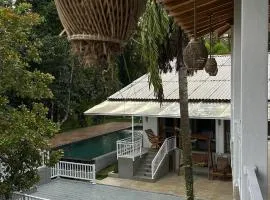 Вилла с бассейном и видом на рисовые поля и джунгли