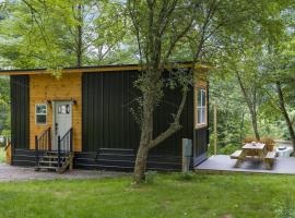 Riverside Tiny House with hot tub near Stowe, minicasa en Johnson