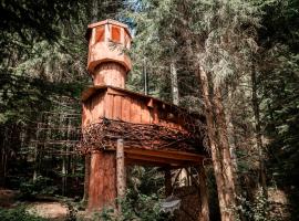 Veža v korun&aacute;ch stromov, glamping em Veličn&aacute;