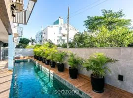 Ap c/ churrasq e piscina 350m praia Jurerê JPR201