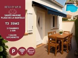 T3 35m2 plage de la Nartelle, piscine partagée, BBQ, parking, Wifi, 2 chambres 2 salles de bain, résidence le Rêve D'Azur