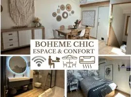 LE BOHEME CHIC - Terrasse BBQ Espace & Confort - Clim et Parking Gratuit - Idéal Famille - PLAGE 15 min - OFFRE SPECIALE