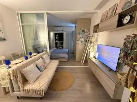 Santorini Coastal Theme Sea and Mountain View One Bedroom Condo with Private Balcony on 19th Floor in Hua Hin Beach Thailand