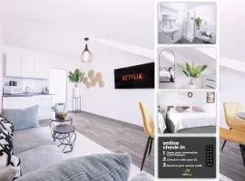 nestup - Zentrales Apartment mit Boxspringbetten, Smart-TV und ausgestatteter Küche