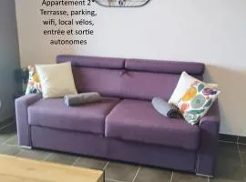 Patio Arena, appartement 2 étoiles, terrasse, parking, wifi, entrée et sortie autonomes, local vélos
