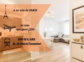 T3 Terrasse parking Gare - Paris 30 min, hotel in Saint-Ouen-lʼAumône