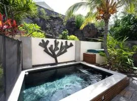 COTTAGE BAMBOU classé 3 étoiles - 4 à 6 personnes - 2 chambres - avec piscine privée et accès direct à la plage et à l'esplanade de Boucan Canot avec ses bars et restaurants