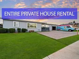 Entire Private 4-BR House, w Hot Tub, King Bed, 80 TV, Gated Yard, Ranch Style, Available Now