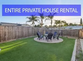 Entire Private 4-Bedroom Home w Gated Yard, Parking, King Bed, Available Now
