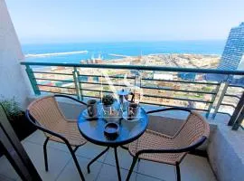 Vista al Mar- Parking y piscina - Moderno Departamento 2 Hab Central Frente al Mall