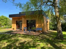 Chalets modernes avec terrasse et ruisseau au pied des Volcans