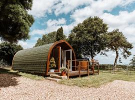 Secluded Cosy Luxury Pod with wood fired hot tub, glamping site in Shrewsbury
