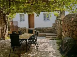 Casa con parra de uva y paz