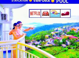 Tagaytay Hideaway 1-Bedroom Sleeps 4 in CITYLAND Prime Condo with Living room, Kitchen, Balcony, free Swimming Pool, 1 Parking, Wi-Fi, Netflix, Perfect View-Deck on 24F Rooftop, khách sạn ở Tagaytay