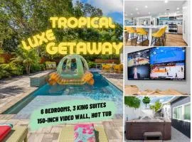 6br Sleeps 21 Tropical Villa Heated Pool Hot Tub