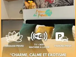 L'Oiseau du paradis, entre gare et centre ville, rez-de-chaussée, avec terrasse et parking privé