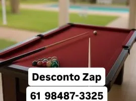 A Casa Paradisíaca Total Luxuoso Piscina Super Hiper Mega Quente 50 graus Aquecimento Elétrico , Sinuca e 5 Quartos Com Ar , Com Roupa de Cama e Banho Aceitamos PET