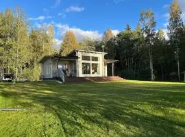 Log cabin by the lake