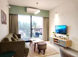 Bright 1BHK Candolim Service Apartment with Balcony and Free Parking