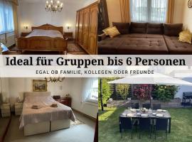 Apartment Rosie - Rustikal und top ausgestattet und ideal für Gruppen bis 6 Personen und Hund, egal ob Familie, Kollegen oder Freunde, 85qm mit Garten und eigener Garage, Hotel in Riegelsberg