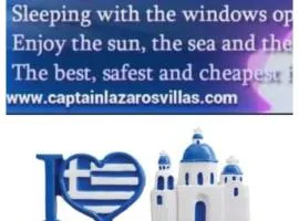 Located by the sea one Beachfront Detach Private Captain Lazaros Pool Villa with loft in 750sqm spacious private plot-Jacuzzi-sunrelax-furnished terace-gazebo-private parking,sleep 3 adults and 2 children, just steps from the Black Beach-Seaview