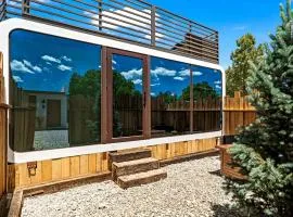 Unique Tiny House Space Cabin with Rooftop Patio and 360° Mountain Views near Taos, New Mexico