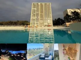 Acogedor Lindo Dpto Los Castaños, Algarrobo Norte, Piscinas Jacuzzi Gym, Wifi Home Office