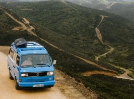 rent a campervan vw t3 azul in Algarve Portugal, tenda mewah di Bicas