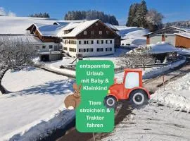 Ferienhof Eger - entspannter Urlaub mit Baby & Kleinkind - wahlweise top modern oder günstige Fewos - ruhig am Ende der Straße - Kälbchen füttern - Traktor fahren - Freie Fahrt mit den Hörnerbahnen in Sommersaison - E-Ladestation - E-bike Verleih ab Hof