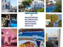 Located by the sea one Beachfront Detach Private Captain Lazaros Pool Villa with loft in 750sqm spacious private plot-Jacuzzi-sunrelax-furnished terace-gazebo-private parking,sleep 3 adults and 2 children, just steps from the Black Beach-Seaview