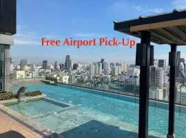 Free Airport Pick Up Rooftop Pool Gym near BTS Emquartier Shopping city center