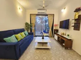 Serene 1BHK Getaway Apartment in Candolim Goa with Pool, Balcony & Kitchen