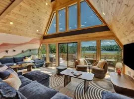 Lakefront AFrame, Heated Pool, Spa, Sauna, Theatre