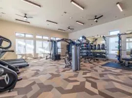 Stunning modern KINGbed pool washer dryer gym