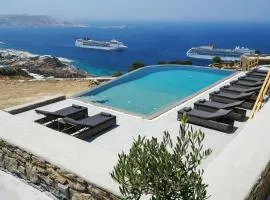 Aether Mykonos 5BR Villa with Serene Port & Town Views