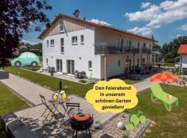 Holledau-Apartments - FeWo bis 5 Pers - getrennte Betten - Vollausstattung - 24h Checkin - wöchentl Reinigung u Wäschewechsel - Waschmaschine u Trockner - WLAN - Minibar - XXL Parkplätze - Garten - ruhige Lage
