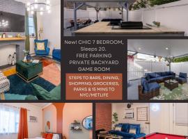 7BR 5BTH House Steps to Bars Dining NYC Access with GameRm Backyard with BBQ and Parking, hotel i Jersey City