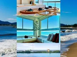 Apartamento Frente Mar com Vista Mar incrível 3 Quartos Ar-condicionado Cozinha Completa e Churrasqueira privativa em Condomínio Home Club com Piscina com Borda Infinita, Jacuzzi Academia, Brinquedoteca quadra de Beach Tenis e 2 Vagas de garagem