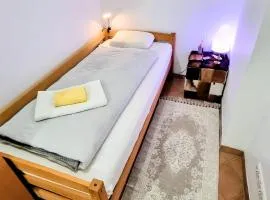 Schnuckeliges Zimmer mit Arbeitsplatz und Gartenblick