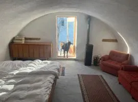 Cozy 100-year-old granary with a stove and goats