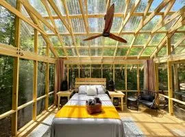 Rustic Glamping Screenhouse with Clear Roof and Farm Views near Kerr Lake, Henderson, NC