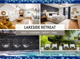 Lake Access Pool Loungers Fire Pit Grill