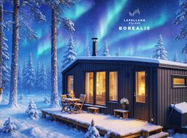 Lapland Landscape Cabin with Nature View, Sauna, Fireplace & Kitchen, Yll&auml;s, &Auml;k&auml;slompolo, Borealis Village, nastanitev z opremo za kuhanje v mestu &Auml;k&auml;slompolo