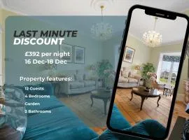 Luxury pair of Georgian apartments, hot tub, sea views, sleeps 12