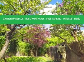 Garden house, parking, 3 mins RER, 1km Paris