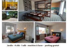 Grande maison de campagne 4 chambres doubles jardin, hotel em Vatan