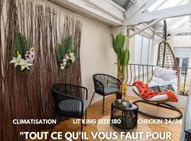 Loft Art Déco Terrasse Verrière Clim Lit king size
