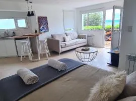 Monoambiente con deck y vista al lago en Playa Bonita