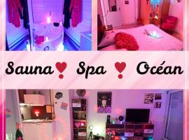 Luxe Sauna Privatif et Grand bain Jacuzzi à deux à Biscarosse Plage pour Nuit Romantique avec décoration LED et Bougies, hotel in Biscarrosse